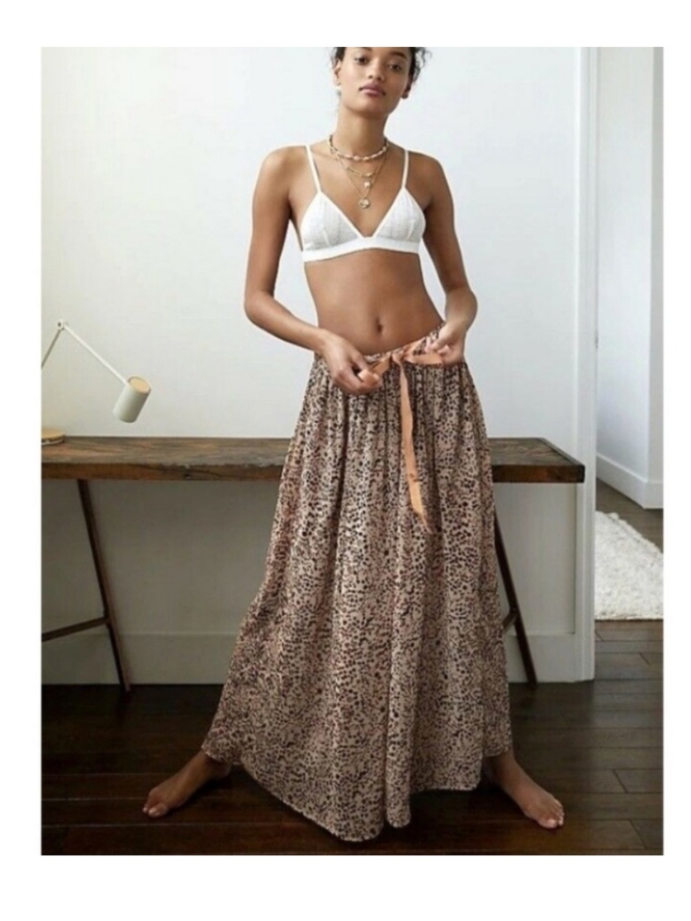 Free People wide leg sheer pants size L ~ animal print ~ intimately coverup